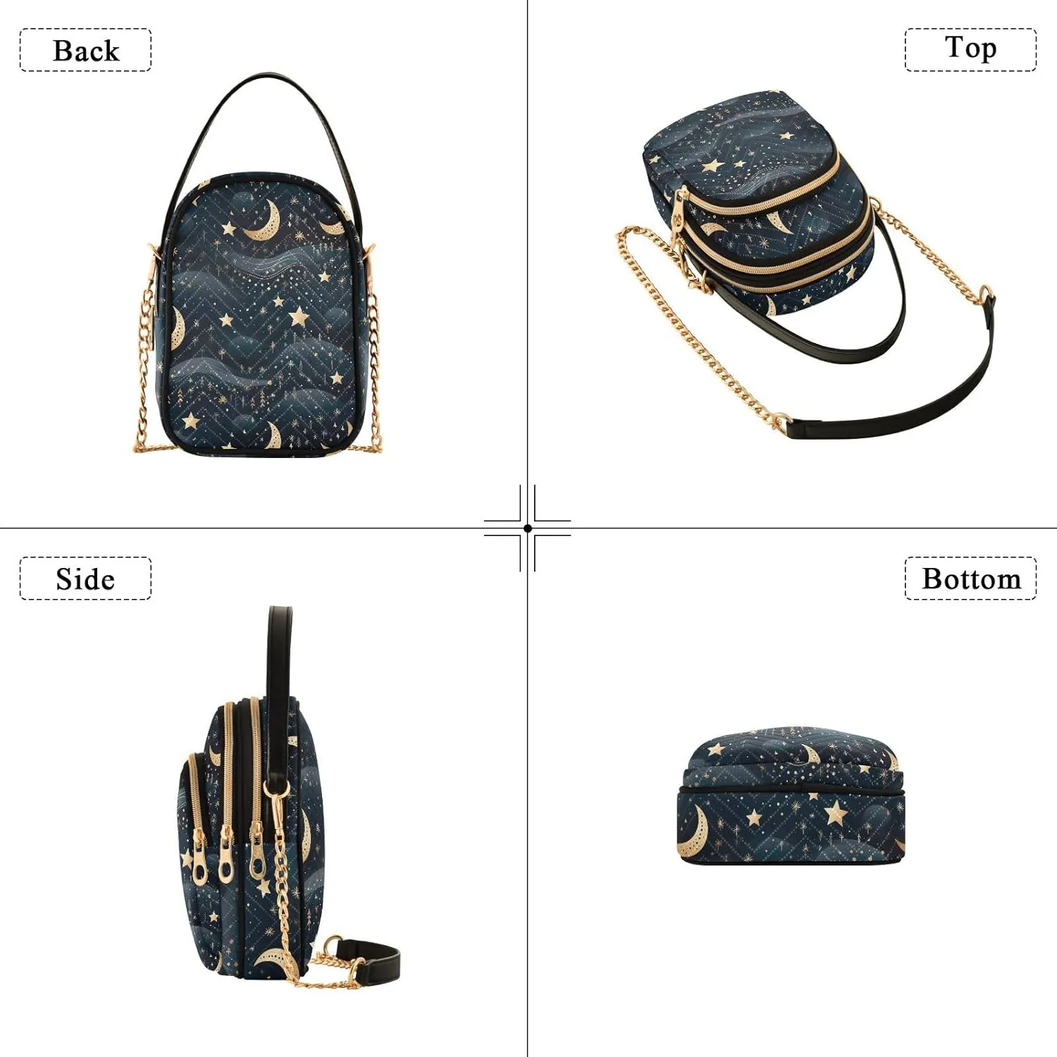 Stars and Moon Small Crossbody Bags for Women Detachable Strap Purses Travel Handbags 20850782