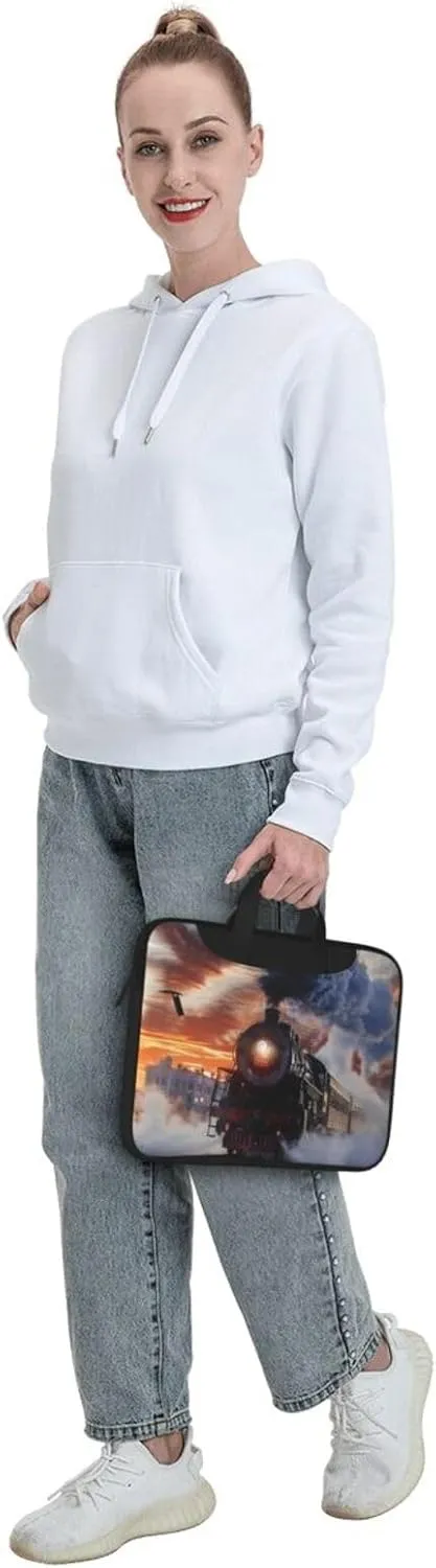 Steam Train Descent Sunset Printed Laptop Tote Bag Travel Bag Business Computer Bag Work Bag for Men Women