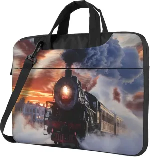 Steam Train Descent Sunset Printed Laptop Tote Bag Travel Bag Business Computer Bag Work Bag for Men Women