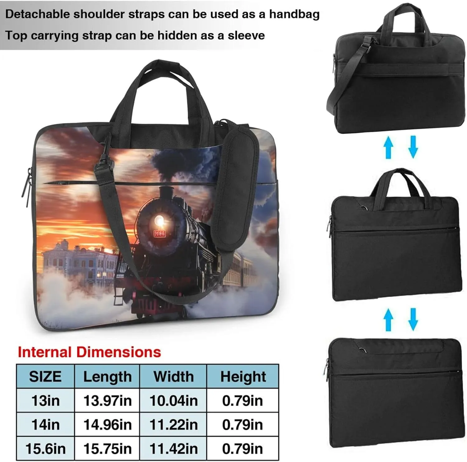 Steam Train Descent Sunset Printed Laptop Tote Bag Travel Bag Business Computer Bag Work Bag for Men Women