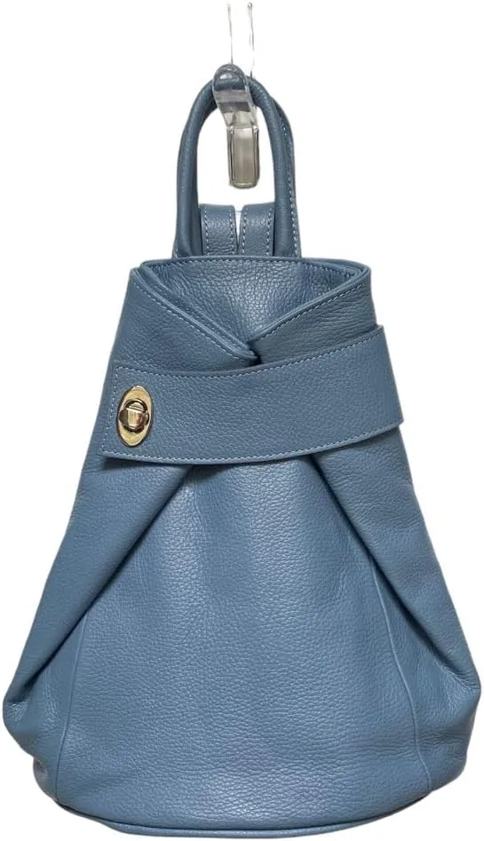 Stella Convertible Leather Backpack Purse – Casual Travel Tote Bag (French Blue)
