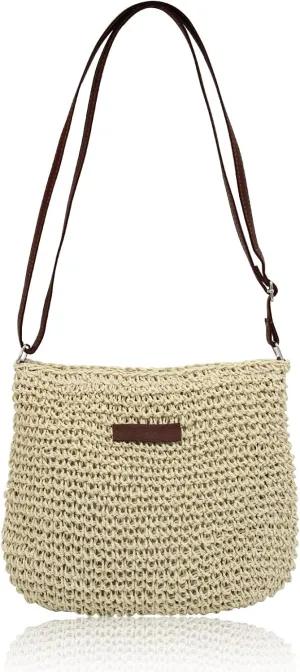 Straw Bag for Women Small Summer Beach Crossbody Bag Boho Handmade Weave Shoulder Handbags Purse for Vacation Travel