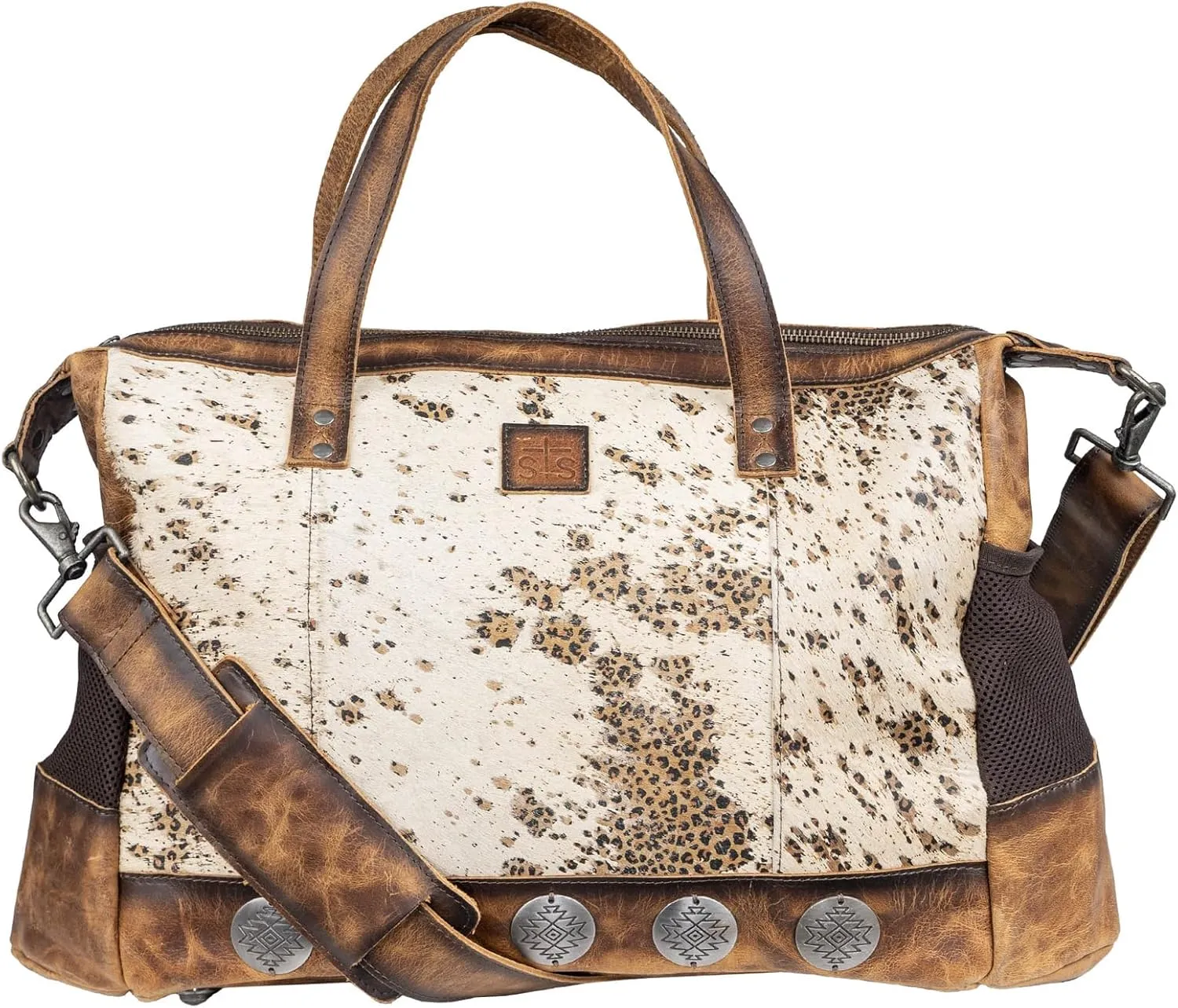 STS Ranchwear Womens Serengeti Amelia Cream/Leopard Cowhide Tote Bag