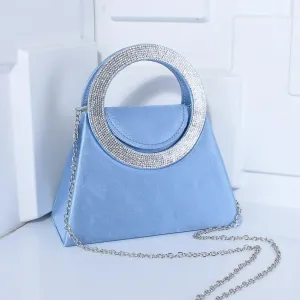 Stylish diamond set tote Ring Tote party bag Silk shoulder bag Elegant crossbody bag