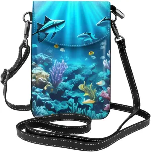Submarine Coral Rays Women'S Crossbody Bag, Zipper Phone Wallet, Cute Purse, Shoulder Bag, Detachable Shoulder Strap
