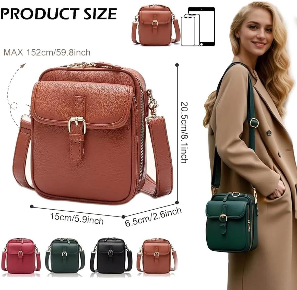 Successivei Crossbody Leather Bag, Forcipower Crossbody Leather Bag, Zealburst Anti-Theft Vintage Shoulder Messenger Bags