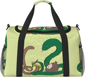 Sunflower seeds earthworm snake Large Capacity Crossbody Travel Bag with Nylon Zippers, Shoulder Strap, and Multiple Pockets
