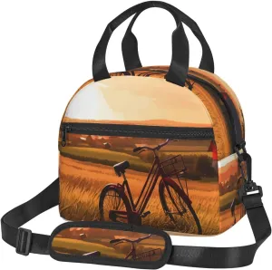 Sunset Rural View Lunch Bag Insulated Lunch Box for Women Men Reusable Lunch Tote Cooler Bag for Office Work