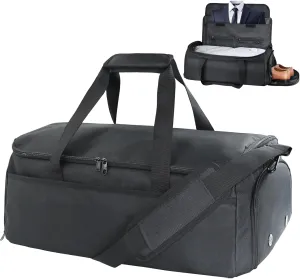 SUOCO Convertible Garment Duffle Bag for Travel, Suit Bags with Vacuum Compression Bag, 2 in 1 Hanging Duffel Dress Carry On Suitcase for Men Women, Black