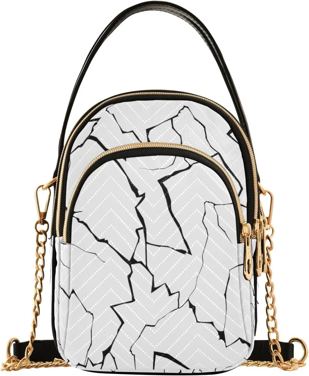 susiyo Angular Black Lines Small Crossbody Bags Shoulder Bag for Women Multi Zipper Stylish Ladies Messenger Bags Phone Purse Handbag Wallet