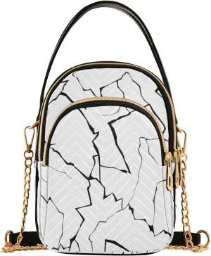 susiyo Angular Black Lines Small Crossbody Bags Shoulder Bag for Women Multi Zipper Stylish Ladies Messenger Bags Phone Purse Handbag Wallet