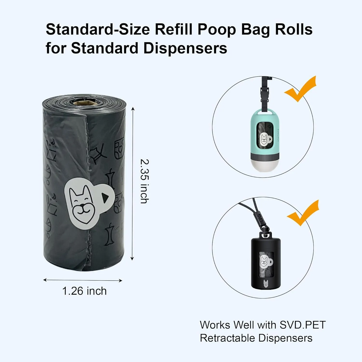 SVD.PET Dog Poop Bags Rolls, 900 Bags with Waste Bag Holder, 100% Leak-Proof, Unscented Dog Bags for Poop, Pet Waste Bag Refill Rolls