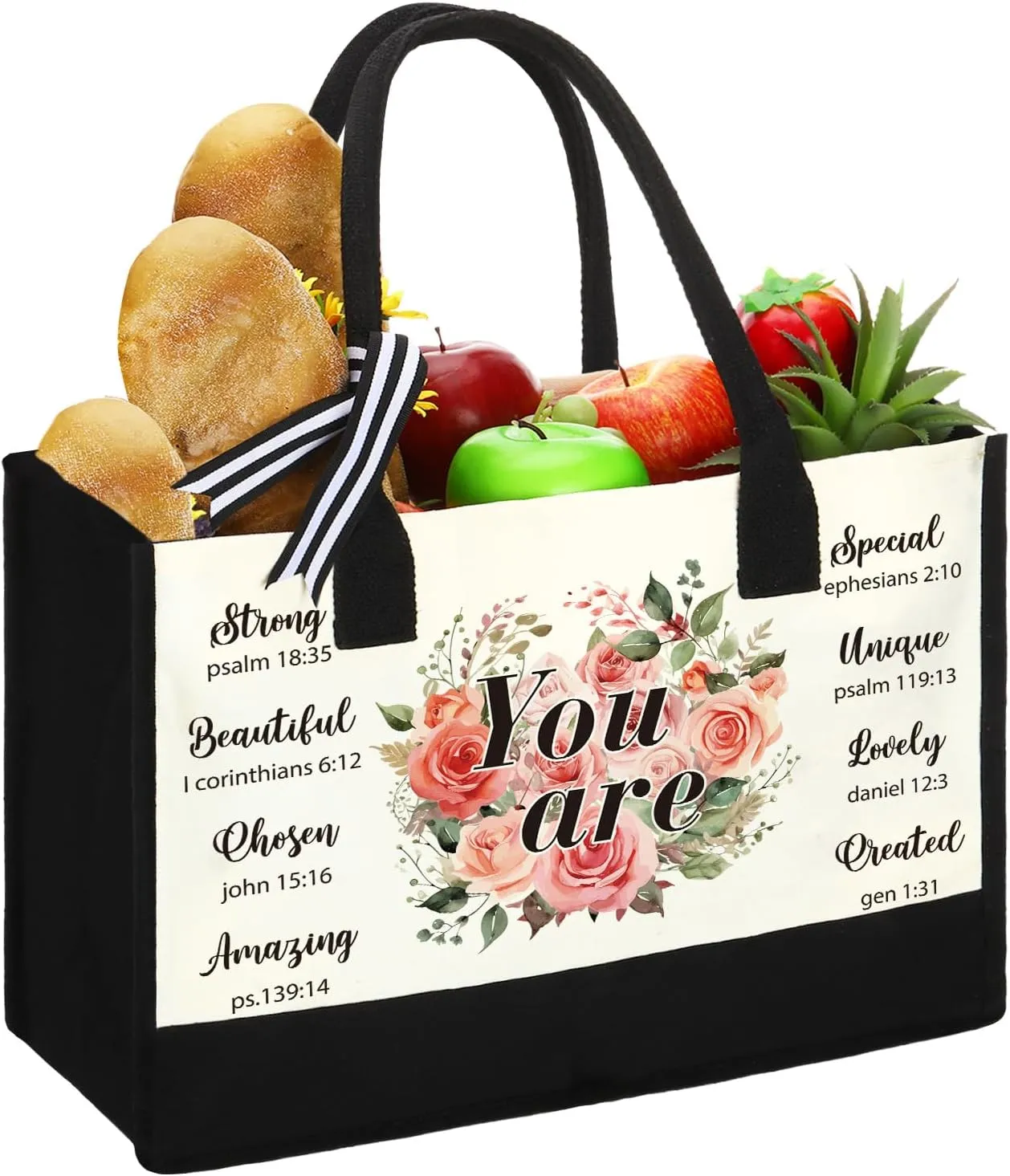 Sweetude Bible Canvas Tote Bag Scripture Christian Bible Canvas Bag Inspirational Gifts for Women