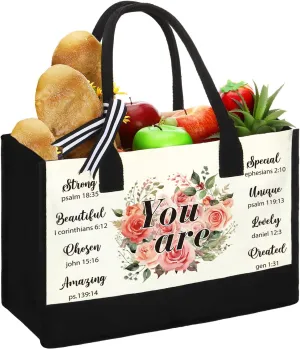 Sweetude Bible Canvas Tote Bag Scripture Christian Bible Canvas Bag Inspirational Gifts for Women