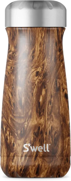 S'well Stainless Steel Traveler, 16oz, Teakwood, Triple Layered Vacuum Insulated Containers Keeps Drinks Cold for 24 Hours and Hot for 12, BPA Free, Easy Carrying On the Go