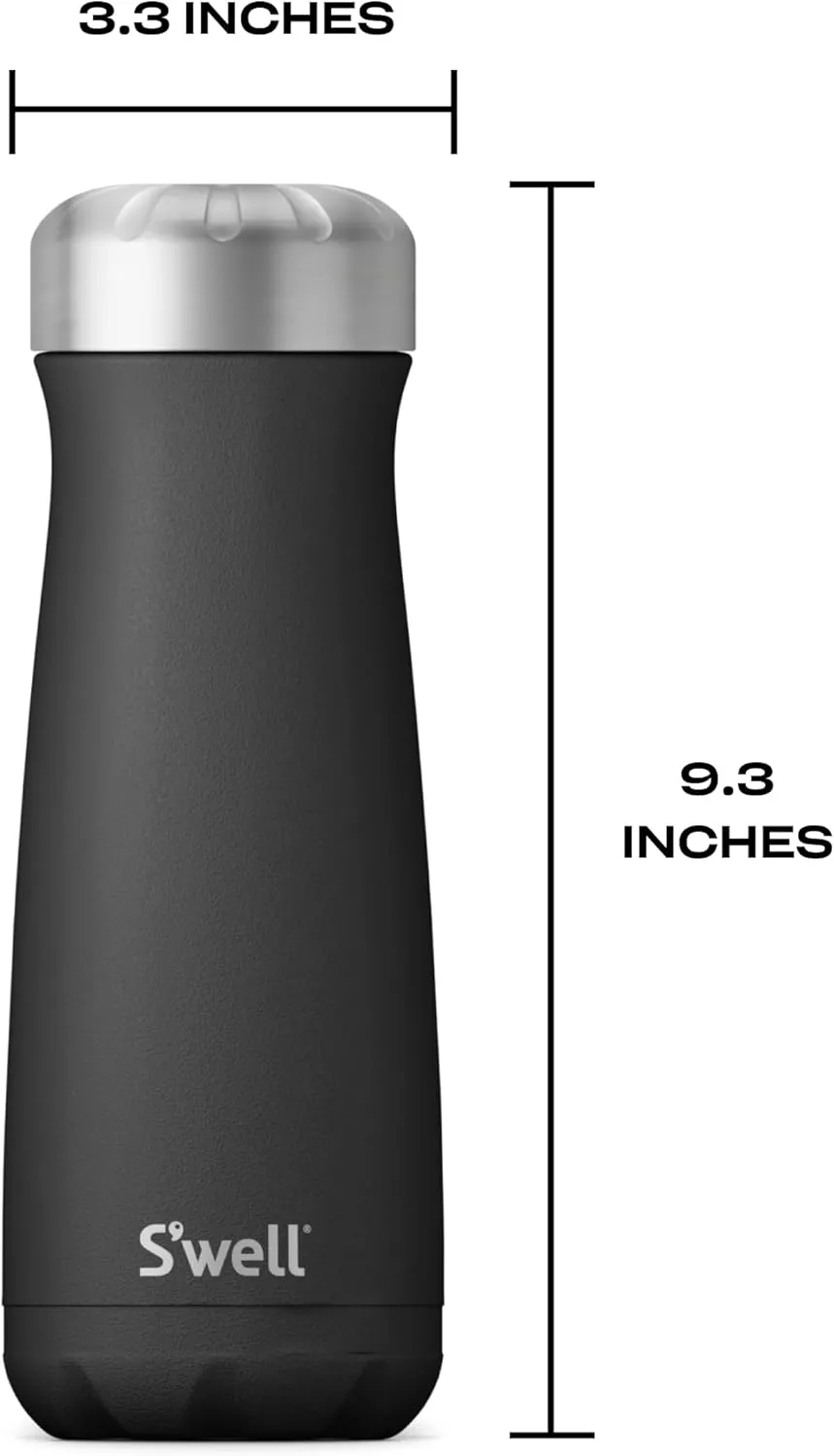 S'well Stainless Steel Traveler, 20oz, Onyx, Triple Layered Vacuum Insulated Containers Keeps Drinks Cold for 36 Hours and Hot for 15, BPA Free, Easy Carrying On the Go