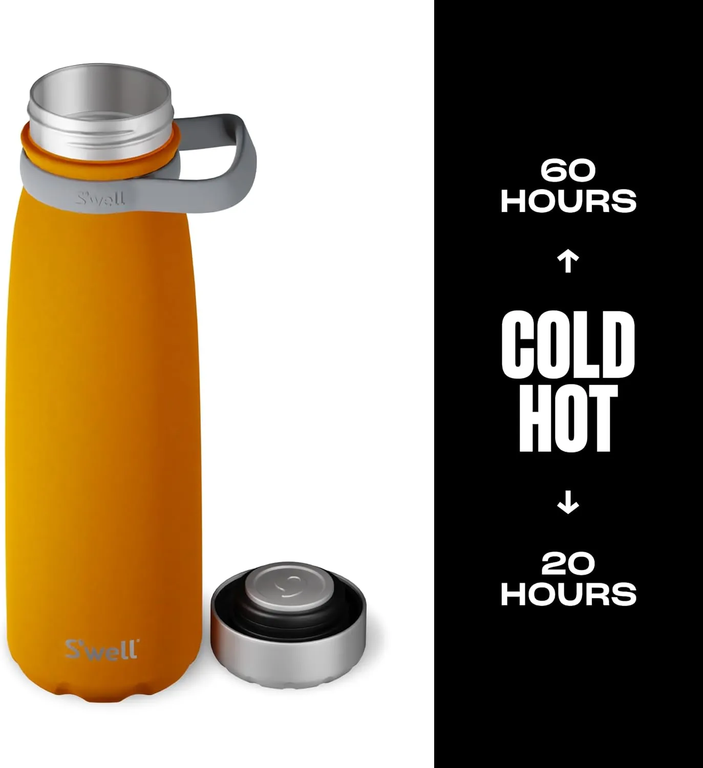 S'well Stainless Steel Traveler With Handle, 40oz, Golden Hour, Triple Layered Vacuum Insulated Containers Keeps Drinks Cold for 60 Hours and Hot for 20, BPA Free, Easy Carrying On the Go