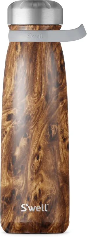 S'well Stainless Steel Traveler With Handle, 40oz, Teakwood, Triple Layered Vacuum Insulated Containers Keeps Drinks Cold for 60 Hours and Hot for 20, BPA Free, Easy Carrying On the Go