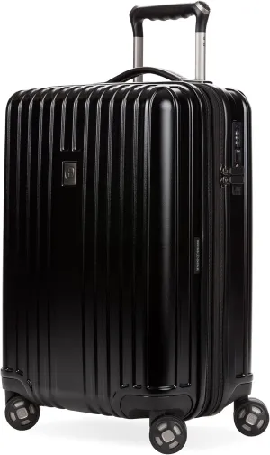 SwissGear 7910 Hardside Expandable Luggage with Spinner Wheels, TSA Lock and USB, Black, Carry-On 20-Inch