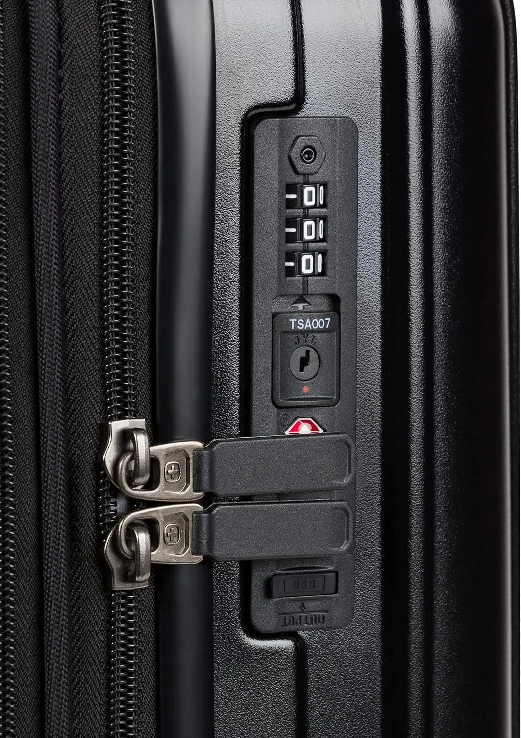 SwissGear 7910 Hardside Expandable Luggage with Spinner Wheels, TSA Lock and USB, Black, Carry-On 20-Inch