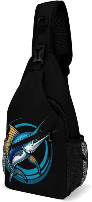Swordfish Sport Fishing Marlin Sailfish Billfish Sling Bags Travel Crossbody Shoulder Backpack Casual Daypack with Strap for Men Women