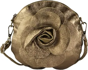 T225 - Leather Shoulder Bag, Floral Pattern, Small Size