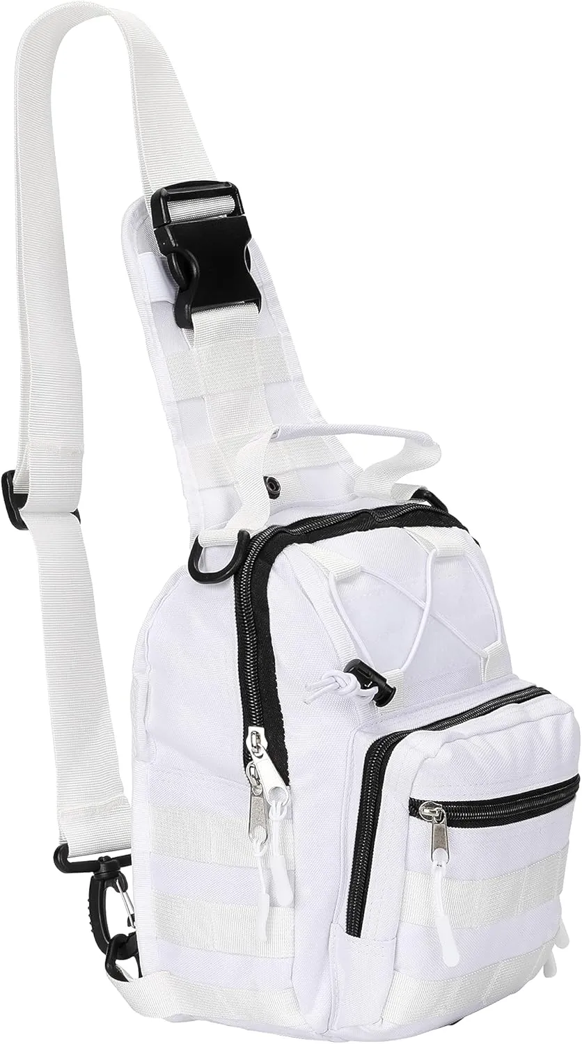Tactical Shoulder Bag, Military Every Day Carry Sling Bag, Outdoor Portable Shoulder Pack For Men Women（White