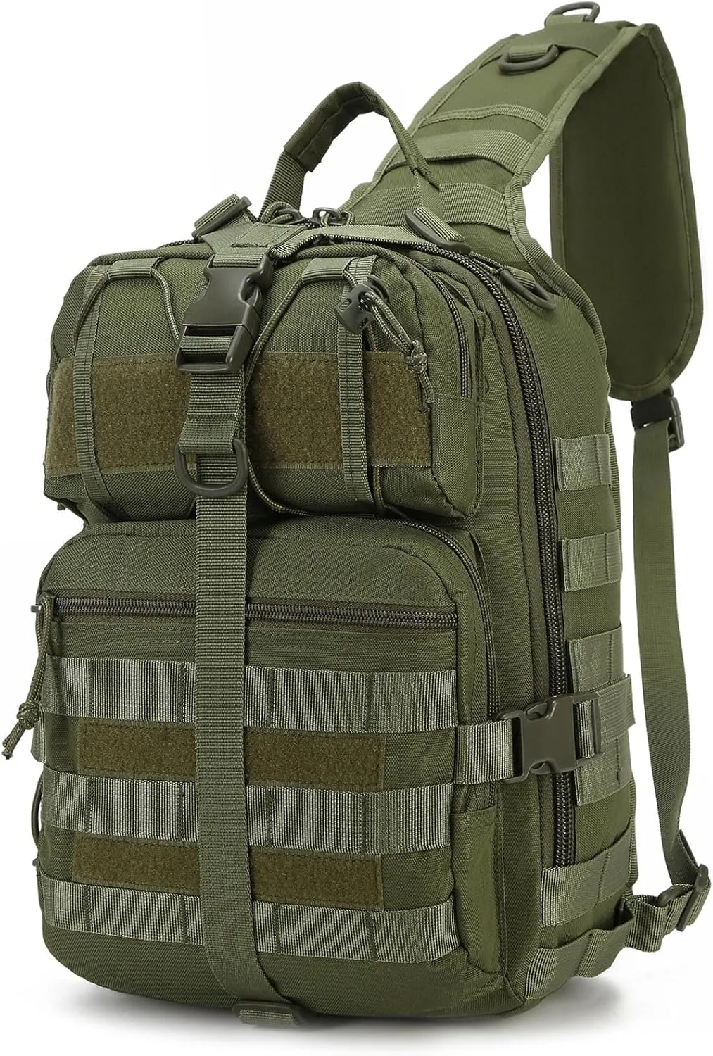 Tactical Sling Backpack, Military Rover Shoulder Pack, EDC Molle Assault Range Bag for Men (Green)