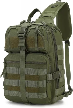 Tactical Sling Backpack, Military Rover Shoulder Pack, EDC Molle Assault Range Bag for Men (Green)