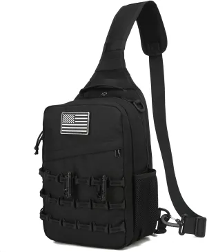 Tactical Sling Backpack Military Rover Shoulder Sling Bag Pack EDC Molle Assault Range Bag Crossbody Chest Pack (Black)