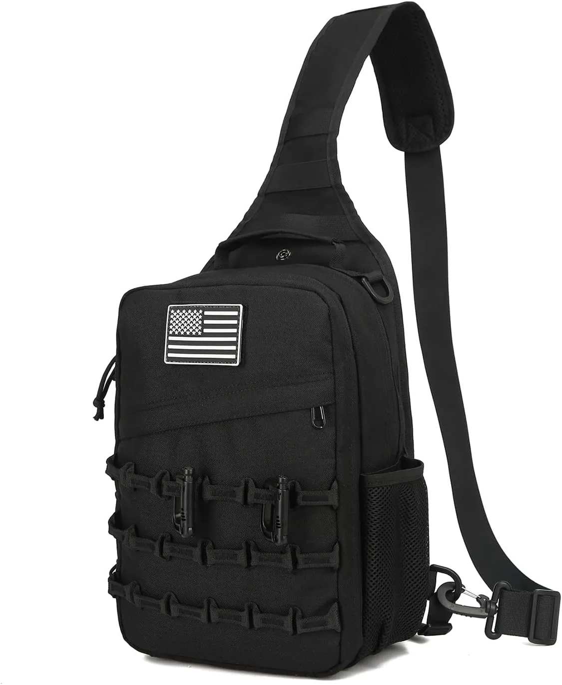 Tactical Sling Backpack Military Rover Shoulder Sling Bag Pack EDC Molle Assault Range Bag Crossbody Chest Pack (Black)