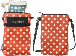Tainada Women Crossbody Shoulder Travel Zippered Wallet Purse Clutch Phone Bag w/Detachable Strap (Red White Polka Dots)
