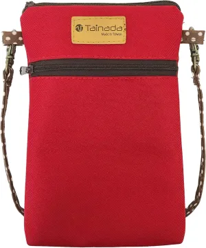 Tainada Women Crossbody Shoulder Travel Zippered Wallet Purse Clutch Phone Bag w/Detachable Strap (Red)