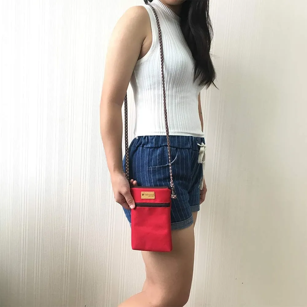 Tainada Women Crossbody Shoulder Travel Zippered Wallet Purse Clutch Phone Bag w/Detachable Strap (Red)