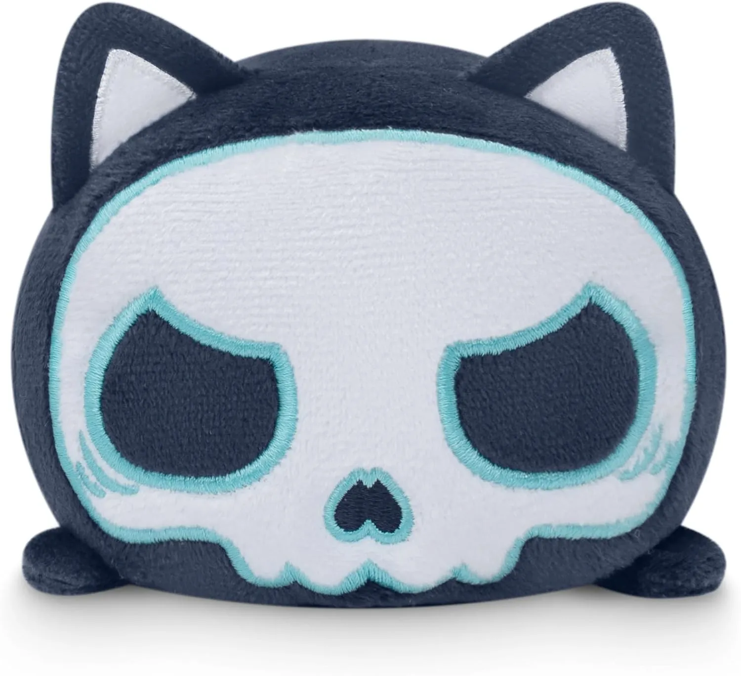 TeeTurtle - Plushie Tote Bag - Dark Blue Skull Cat - from The Creators of The Original Reversible Octopus Plushie - Take Your Plush Pal Wherever You Go!