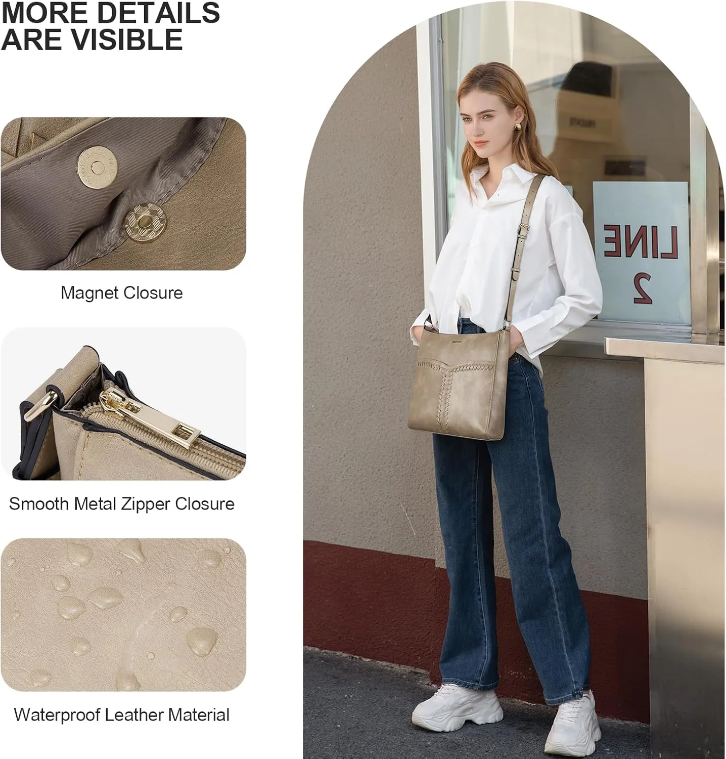 Telena Crossbody Purses for Women Trendy Vegan Leather Purses Bucket Hobo Bags Handbags with Adjustable Guitar Strap