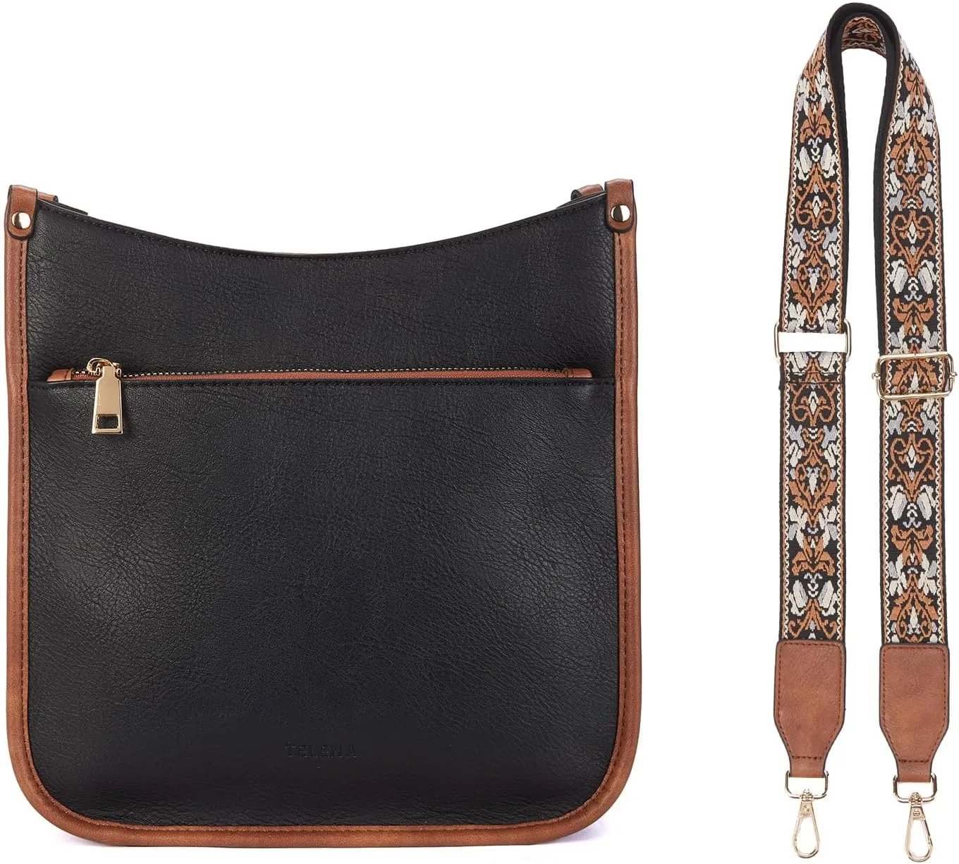 Telena Crossbody Purses for Women Trendy Vegan Leather Purses Bucket Hobo Bags Handbags with Adjustable Guitar Strap