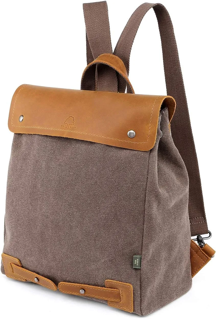 The Same Direction TSD Cooper Canvas Leather Backpack Convertible Crossbody (Brown)