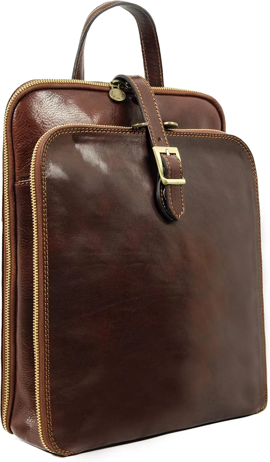 Time Resistance Leather Backpack Convertible to Shoulder Bag - Handmade For Laptops up to 12 Inches Daybag Rucksack