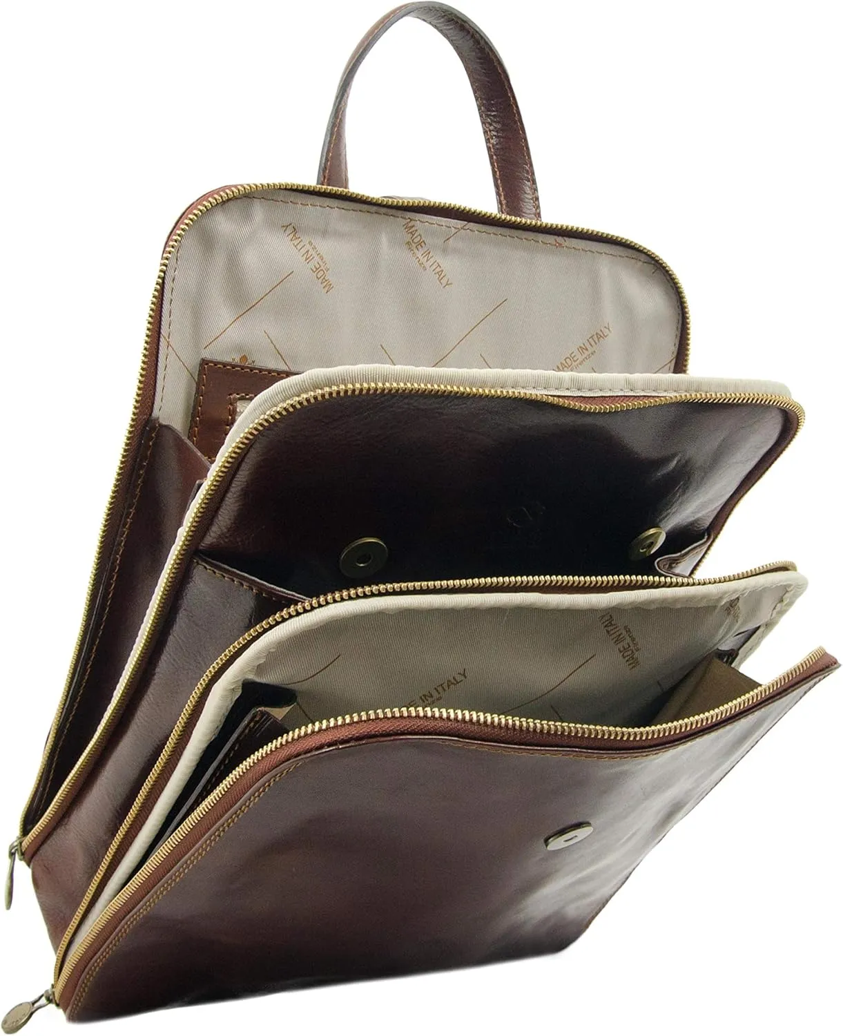 Time Resistance Leather Backpack Convertible to Shoulder Bag - Handmade For Laptops up to 12 Inches Daybag Rucksack