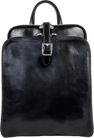 Time Resistance Leather Backpack Convertible to Shoulder Bag - Handmade For Laptops up to 12 Inches Daybag Rucksack