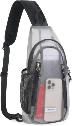 TITECOUGO Clear Sling Bag Clear Bag for Stadium Events Crossbody Daypack for Women Men Shoulder Backpack Transparent Casual Daypack for Concerts Sport Dark Grey