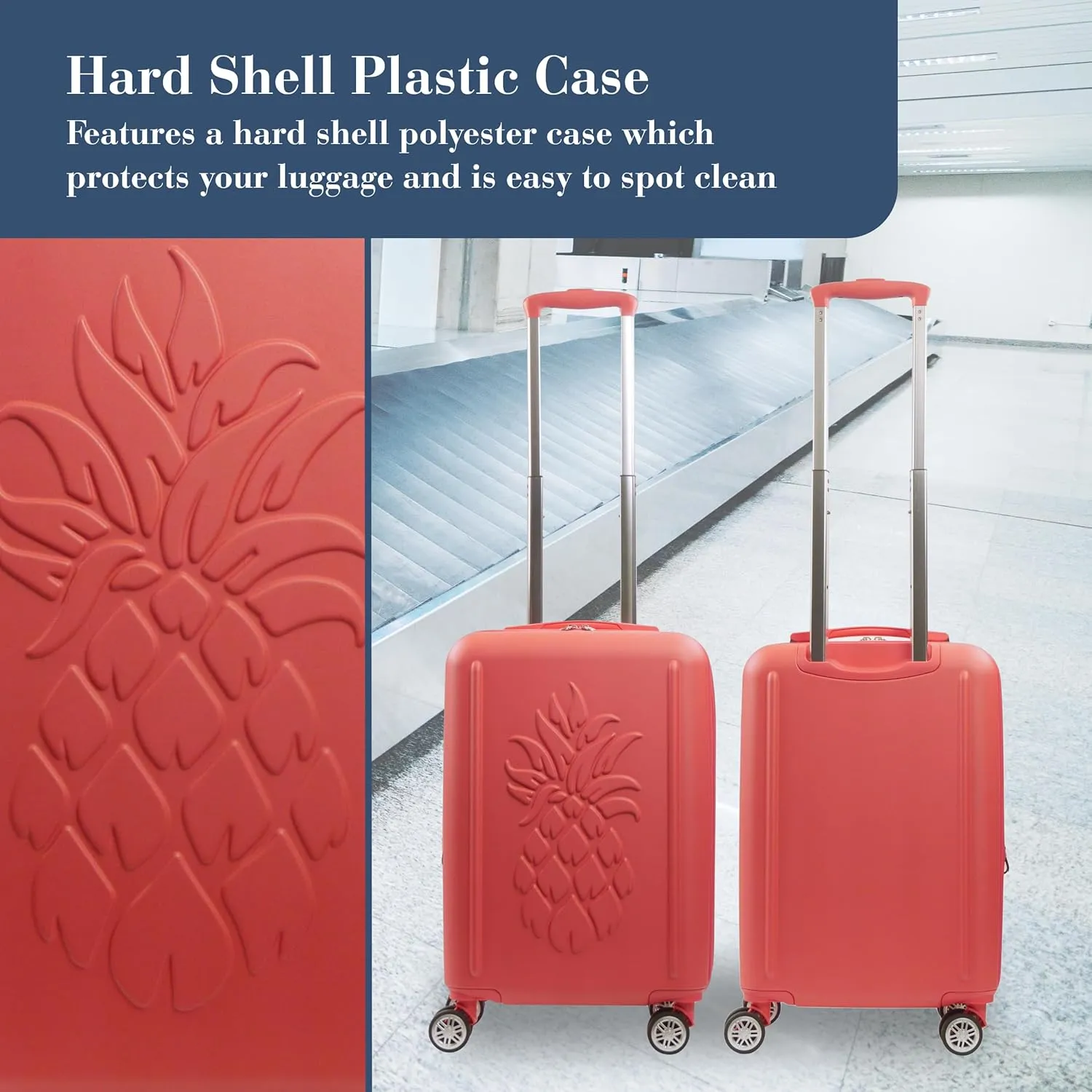Tommy Bahama 22.5 Inches Rolling Carry On, Hard-Sided Suitcases with Spinner Wheels, Coral