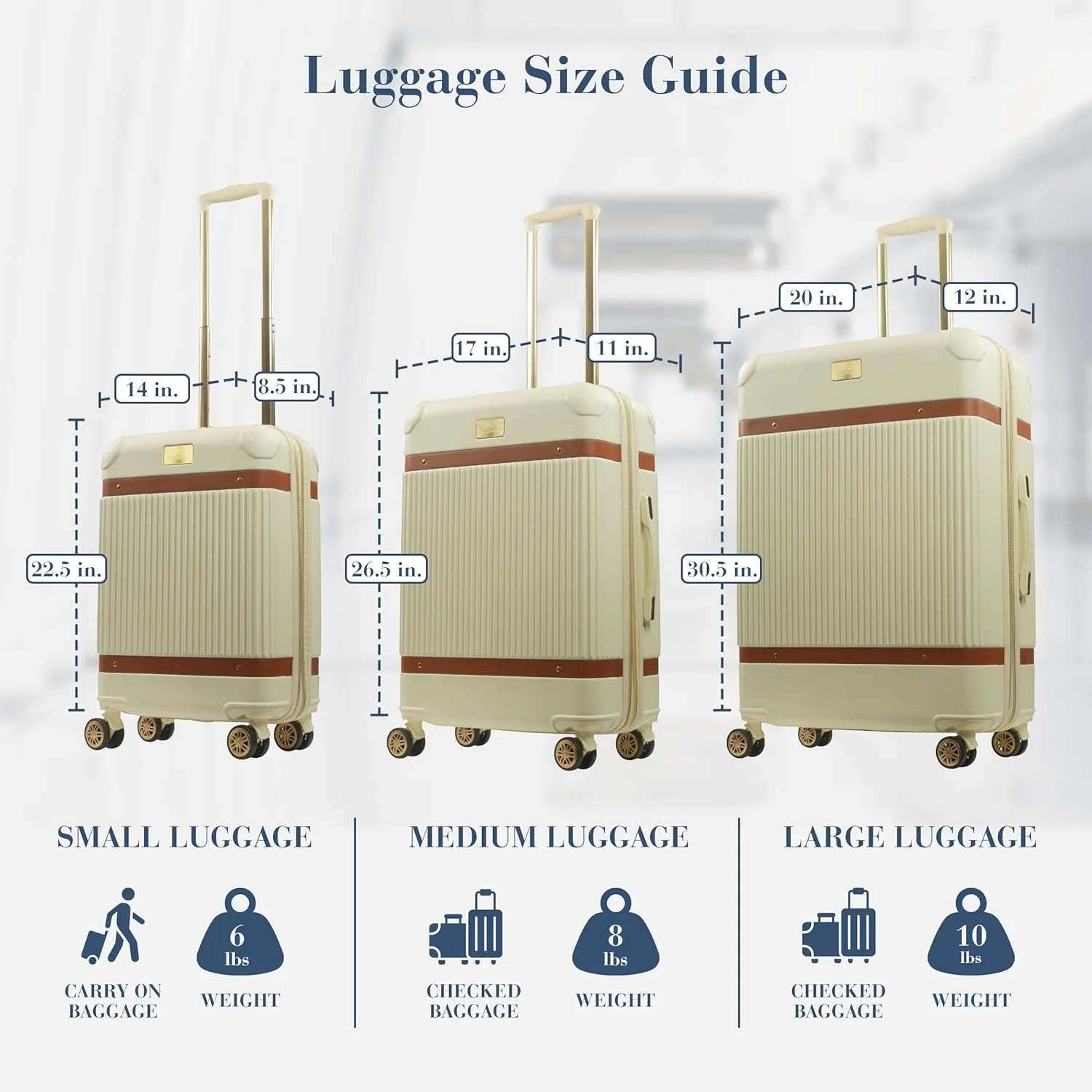 Tommy Bahama 22.5 Inches Rolling Carry On, Hard-Sided Suitcases with Spinner Wheels, Cream