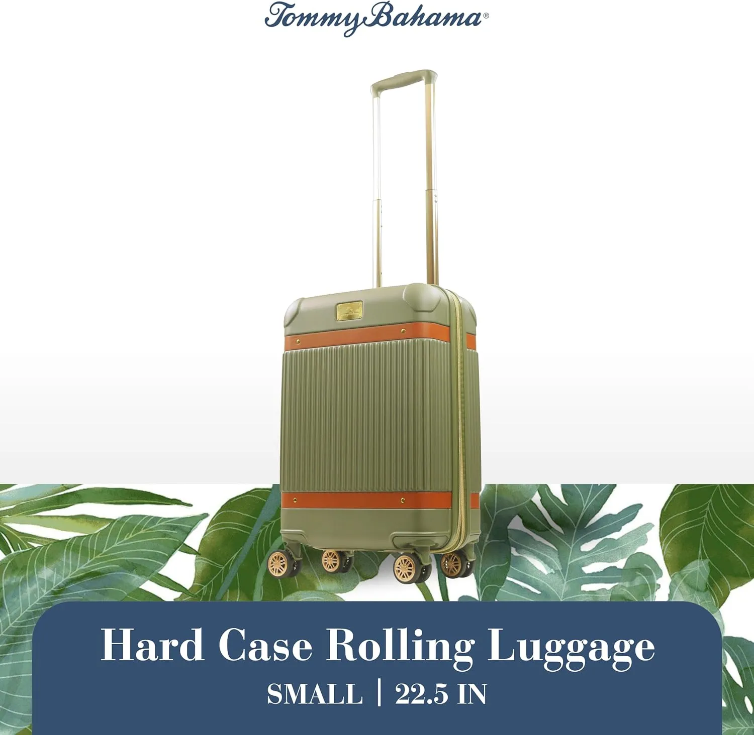 Tommy Bahama 22.5 Inches Rolling Carry On, Hard-Sided Suitcases with Spinner Wheels, Olive