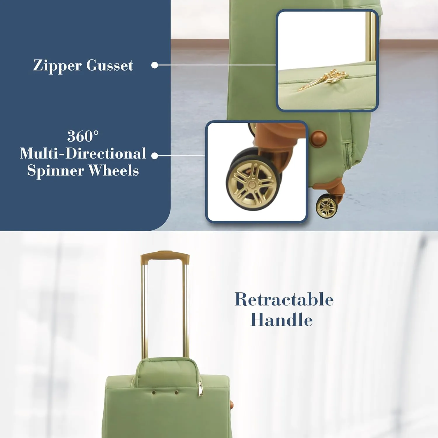 Tommy Bahama Rolling Luggage, Soft Sided Suitecase with Spinner Wheels, Sage, 26 Inch