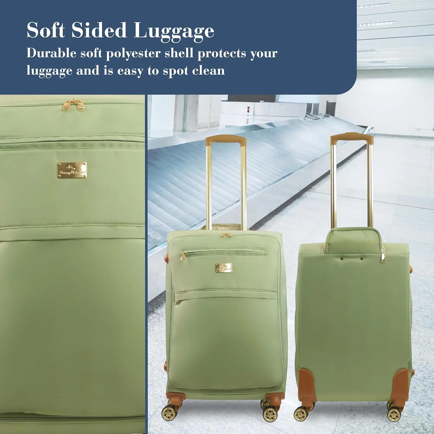 Tommy Bahama Rolling Luggage, Soft Sided Suitecase with Spinner Wheels, Sage, 26 Inch