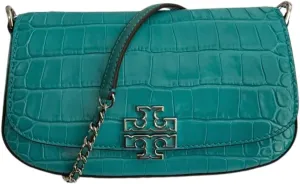 Tory Burch Britten Embossed Convertible Crossbody Bag With Silver Hardware (Ocean Meadow)