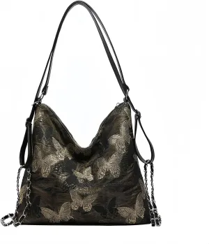 Tote Bag, Big Capacity Hobo Shoulder Handbag, Floral Satchel Purse Convertible Backpack