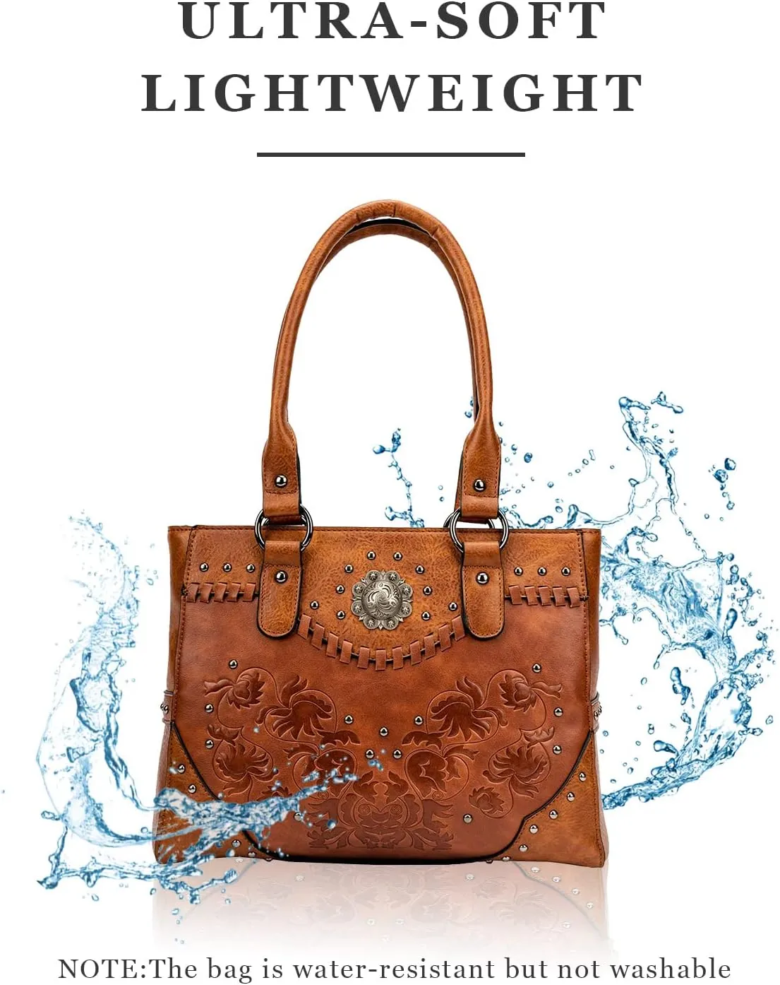 Tote Bag for Women Large Western Purse Ladies Top Handle Shoulder Handbags Vintage Embossed Concho Studs